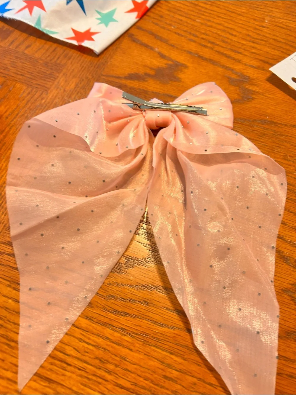 Kids Pink Sparkle Bow Hair Tie